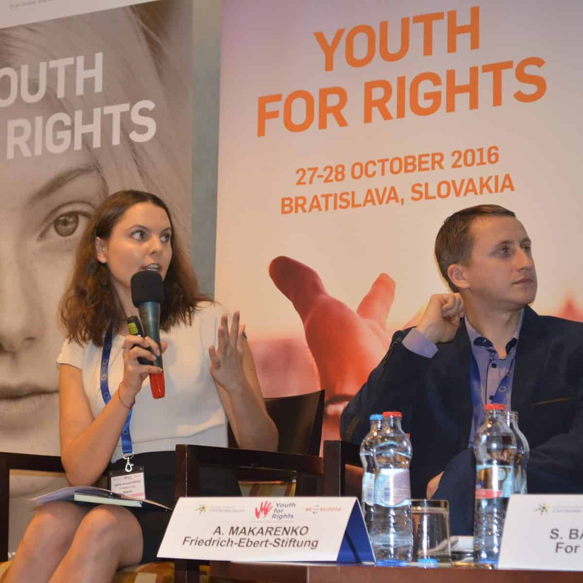 Sophie Vériter speaking at the Conference Youth for Rights in Slovakia