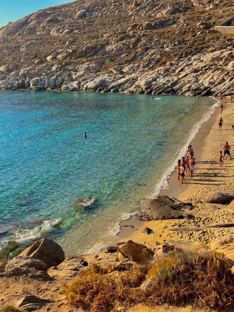 Aerial view of Mykonos beach