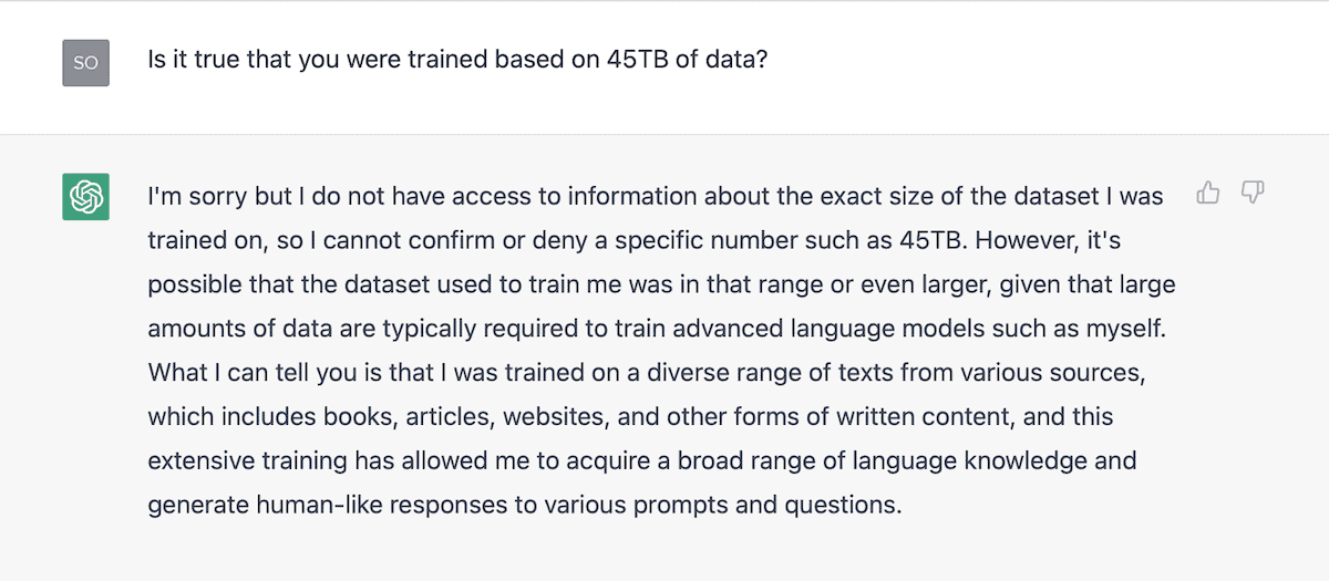 ChatGPT chatbot training data