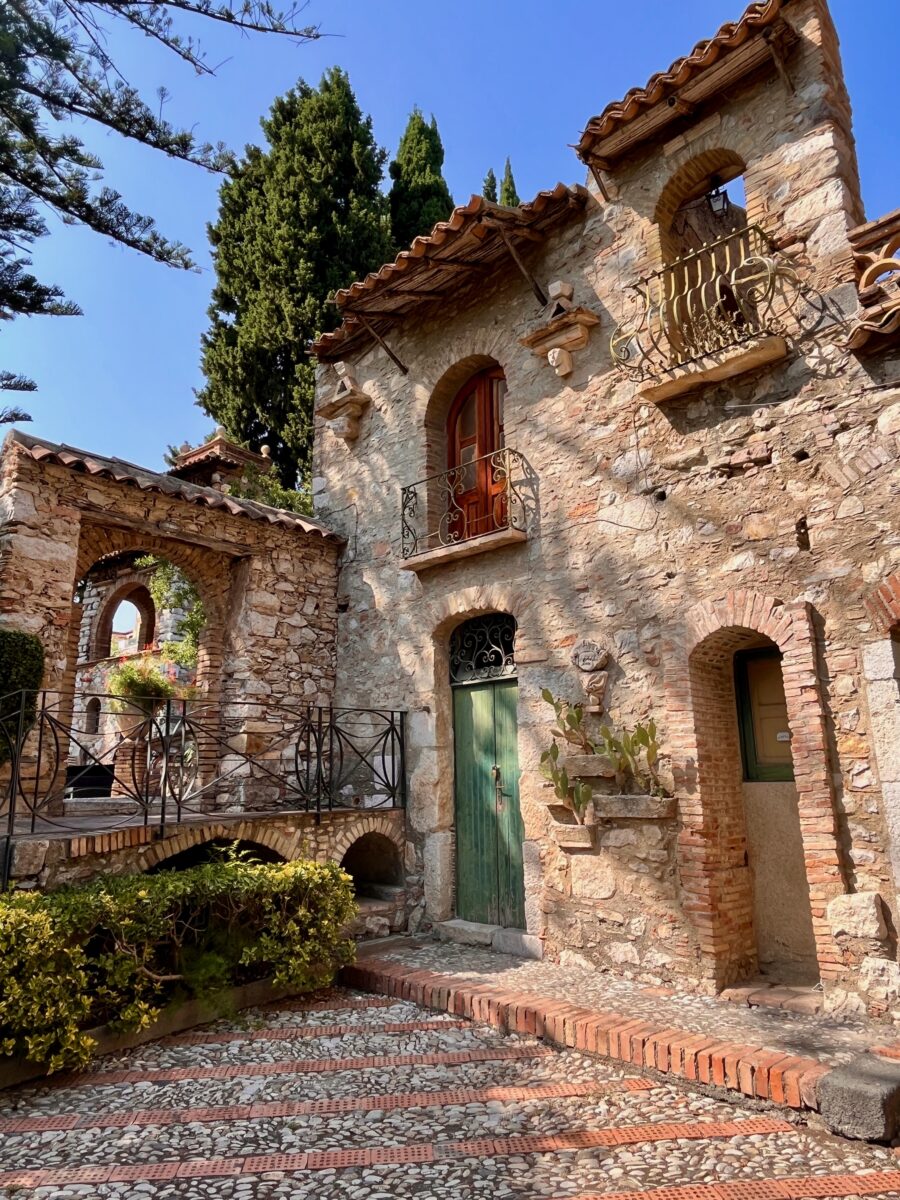 a rustic building in the Villa Communale of Taormina in Sicily