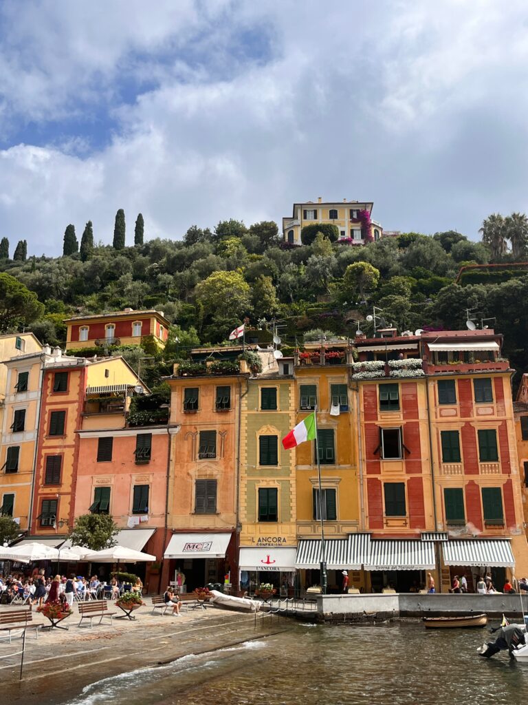 a view of the port of Portofino in Italy on a sunny day