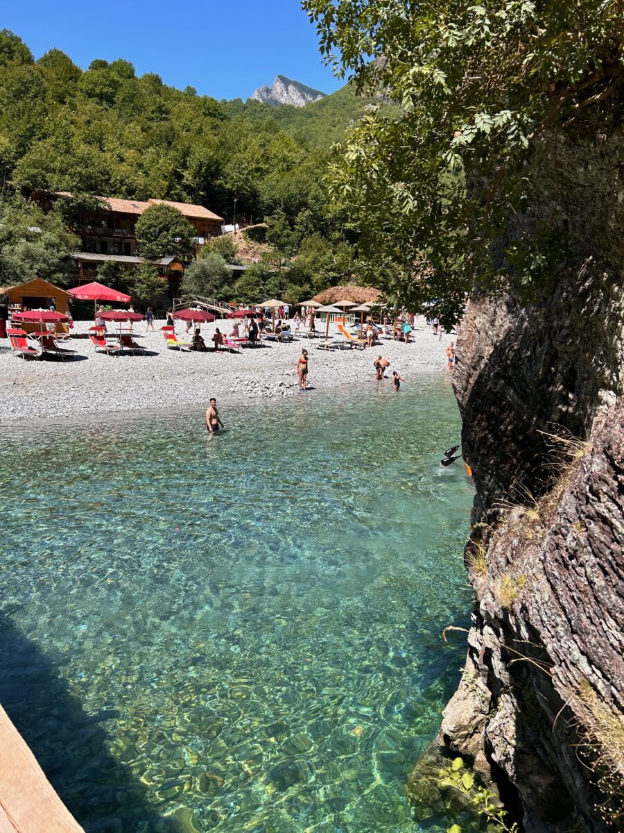 crystal-clear waters in the Shala River of Albania