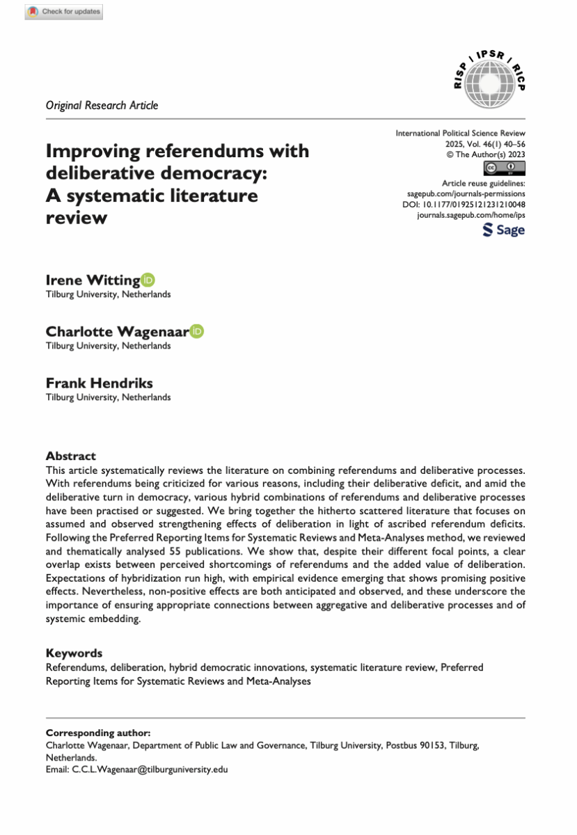 Improving referendums with deliberative democracy: A systematic literature review