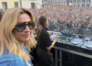 close up of Silvia Salis at techno rave in Genoa