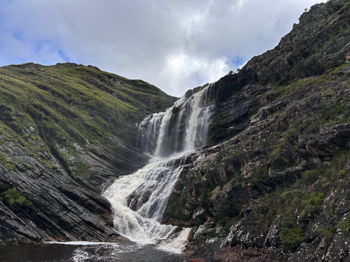 a dramatic waterfall in Minas Gerais, Brazil